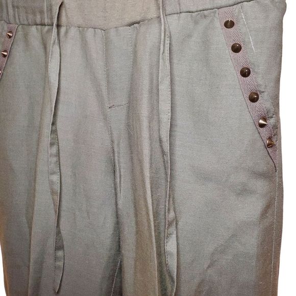 2B Bebe Wide Leg Pants Green Studded Pockets Women's Small - Picture 3 of 7